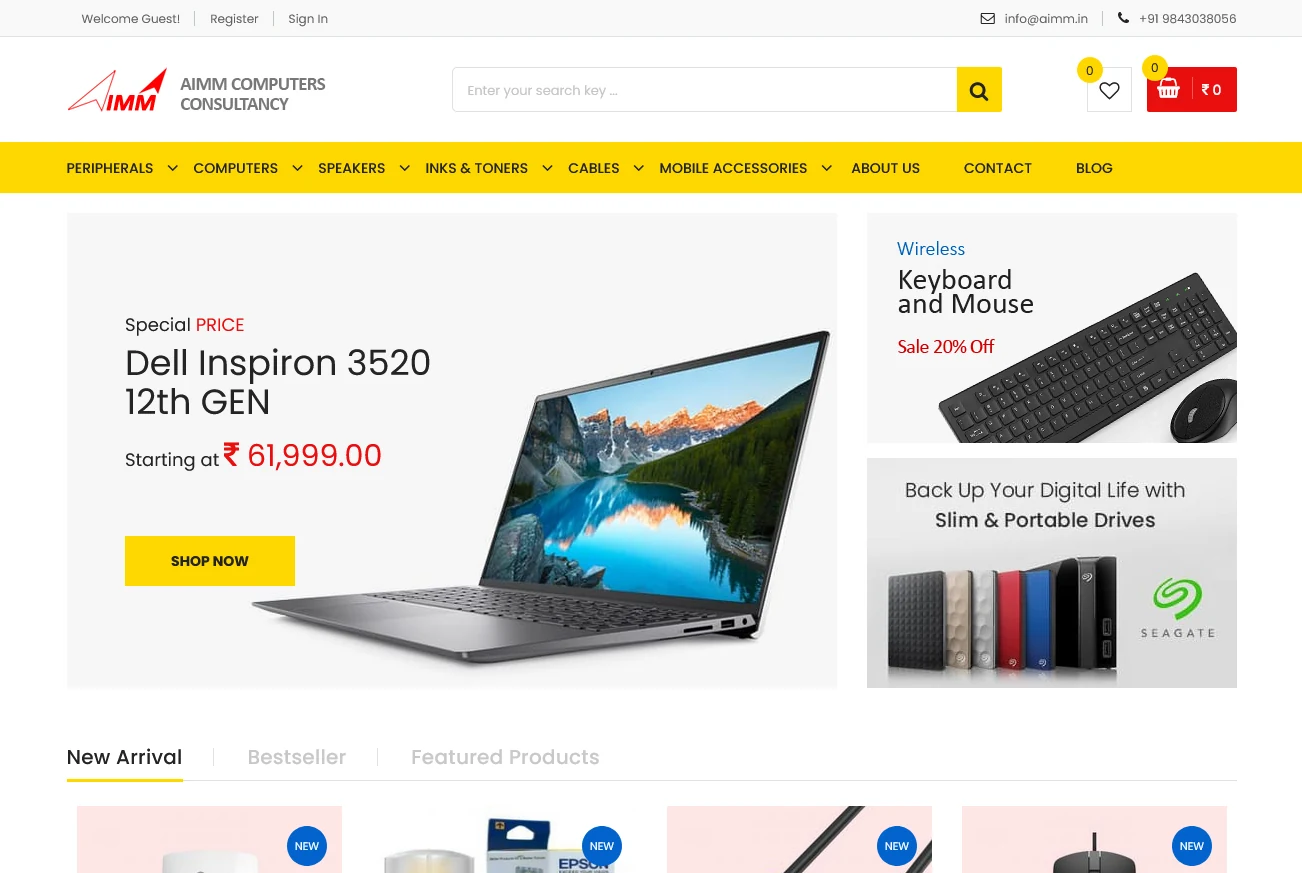 AIMM e-commerce website design and development project