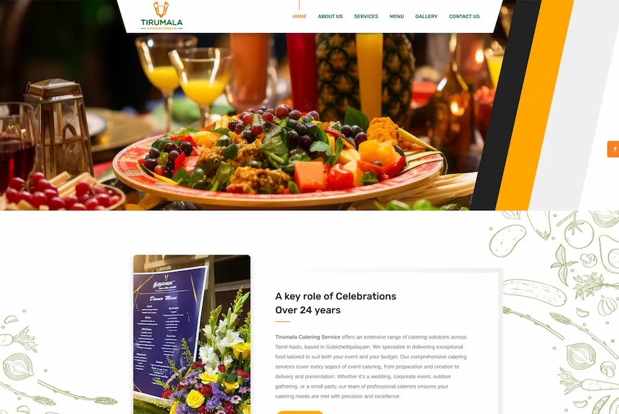 Tirumala Catering Service responsive website project