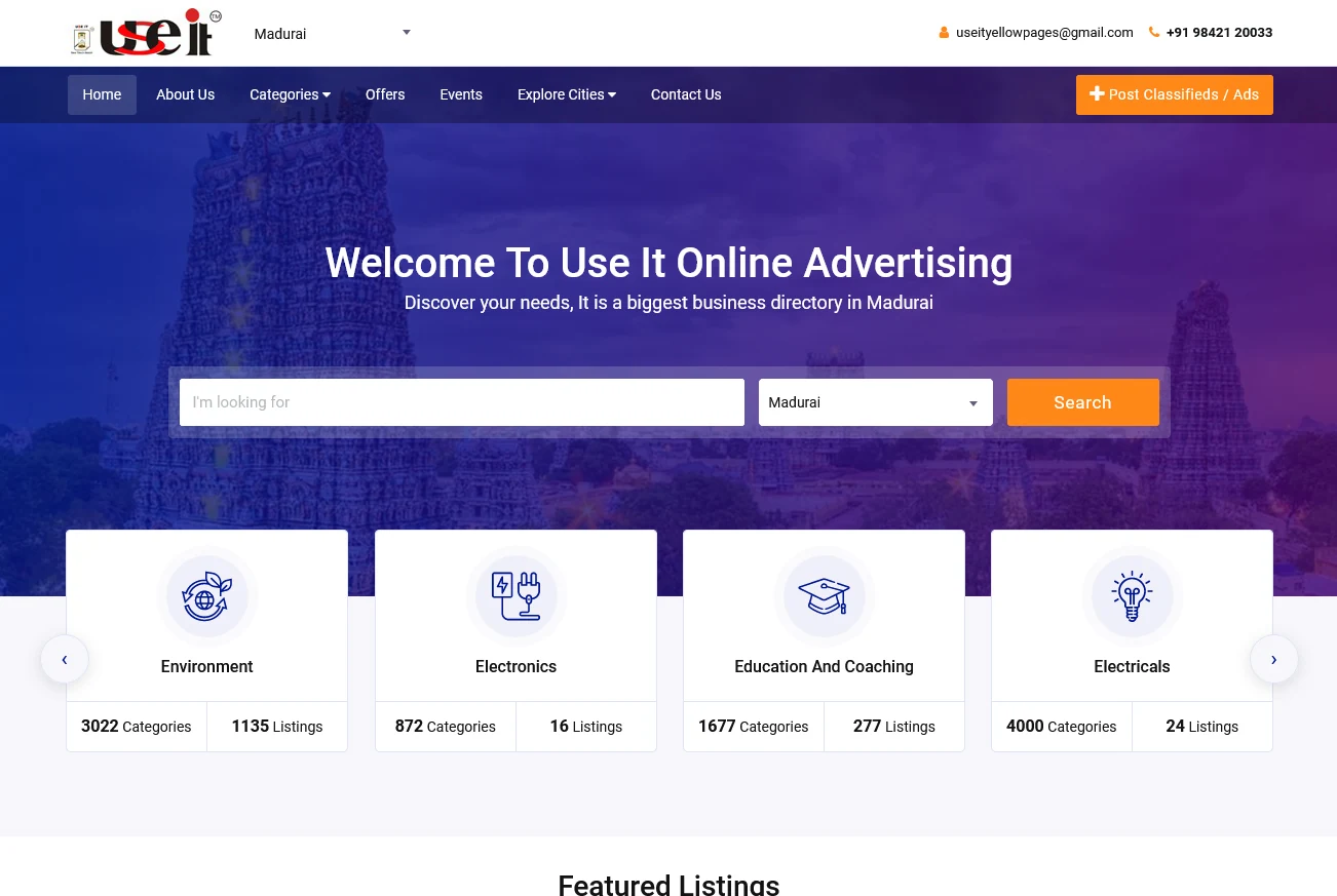 Use It Yellow Pages business directory website project